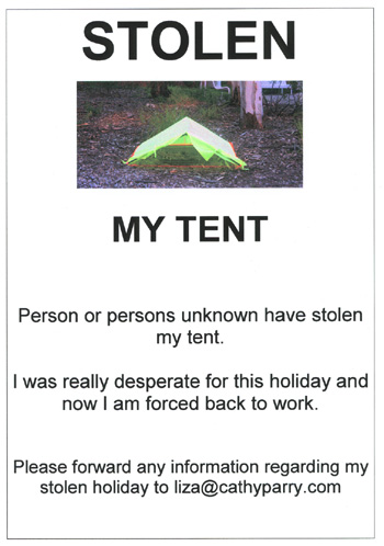 stolen tent sign